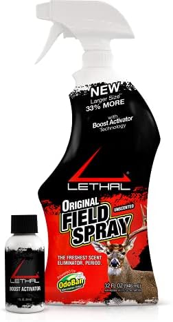 LETHAL Original Field Spray with Human Scent Eliminating Agent for Hunting Clothes, Gear, and Equipment, Unscented, 32 Ounce Spray Bottle