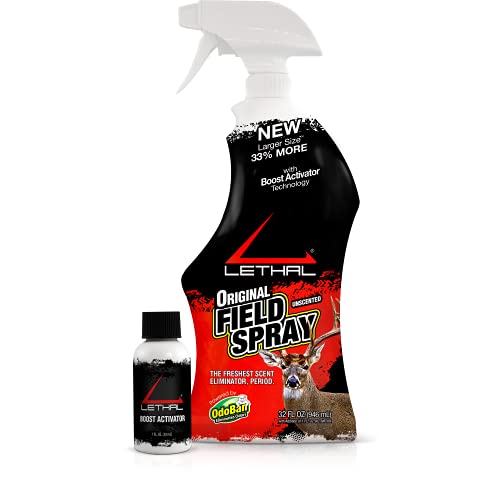 Lethal Original Field Spray with Human Scent Eliminating Agent for Hunting Clothes, Gear, and Equipment, Unscented, 32 Ounce Spray Bottle