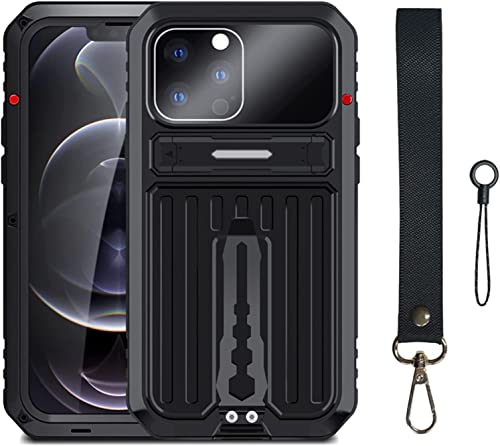 Coque iPhone 14 Pro antichoc militaire robuste noire avec béquille métal