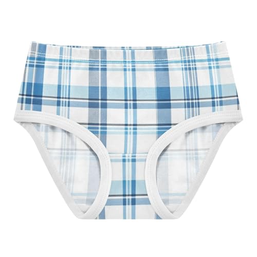 Girls' Sport Panties Organic Underpants for Toddlers Light Blue White Plaid