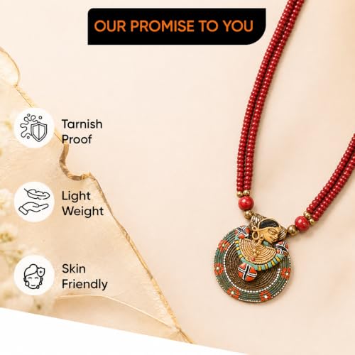 Image of AAKRITI ART CREATIONS Handcrafted Tribal & Wooden Necklace Collection | Dhokra, Ethnic, Brass & Artistic Designs | Royal, Boho & Nomadic-Inspired Statement Jewelry for Women