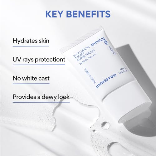 Image of Innisfree Hyaluronic Moist Sunscreen SPF50+ PA++++ - Korean Sunscreen with UV Protection, No White Cast, Hydrating & Moisturizing, Suitable for All Skin Types, Lightweight & Non-Greasy Formula