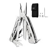 Teslong 18-in-1 EDC Multitool Pliers with Scissors, Pocket Knifes with Screwdrivers, Replaceable Wire Cutters and Saw with Self-locking, Outdoor, Survival, Camping, Stainless Steel, Gift for Men Dad