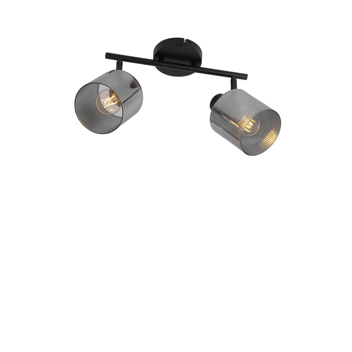 Qazqa - Ceiling Spotlight Black with Smoke Glass 2-Light Adjustable - Laura- - Art Deco - Suitable for LED E27 | 2 Way Light - Glass Surface-Mounted spotway Light - Suitable for Living Room I Kitche