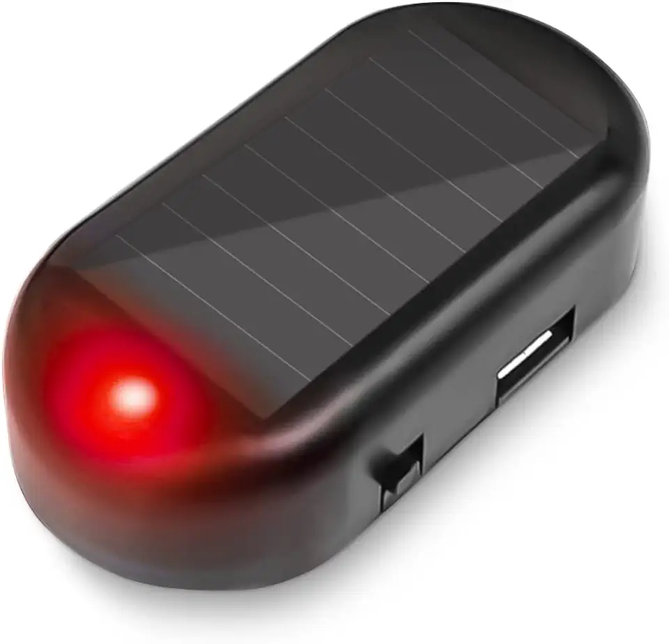 Alarme simulado de energia solar para carro, luz de segurança intermitente de LED antirroubo, luzes de segurança interior de aviso automotivo com porta de carregador USB, acessórios de carro para a