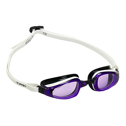 ÓCULOS DE NATAÇÃO PHELPS K180 BRANCO/PRETO - LENTE VIOLETA