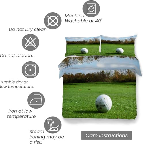 Housse de Couette 200x200 Microfibre Douce Parure de Lit Golf Fermeture Éclair