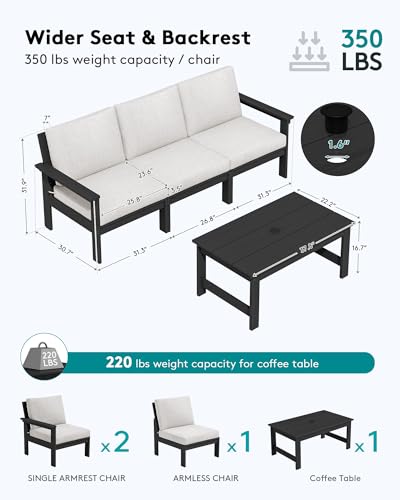 Image of SERWALL HDPE Outdoor Couch with Coffee Table