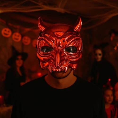 Image of Wanna Party Scary Halloween Mask - Broken Jaw Creepy Horror for Adult Halloween Cosplay Costumes- Red