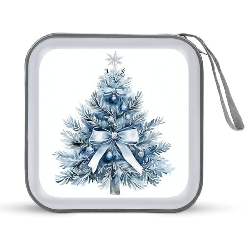 Christmas Tree Blue And Silver CD Case DVD Storage Case Portable