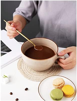 Miniatura 2 de Colias Wing Taza de café de cerámica con diseño de relieve de puntos de la serie clásica de 24 onzas, taza de viaje, beige, verde, amarillo, rosa,