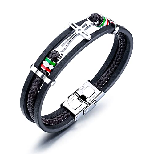 ATEIELLI Homme Bracelet Acier Inoxydable Croix Chaîne Gourmette Jésus Crucifix b303 Cover