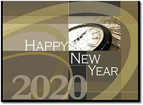 ZilloMart New Years Greeting Card - N7013. Send to Family, Friends and Business Associates. 25 Cards and 26 Gold Foil Lined Envelopes.
