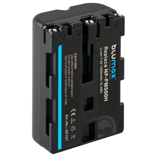 Blumax Batería compatible con Sony NP FM500H |  1400mAh  | NP FM500 NP FM55H para Sony Alpha 77 99   A77 A99 II   DSLR A850 A900   VG C77AM VG C99AM