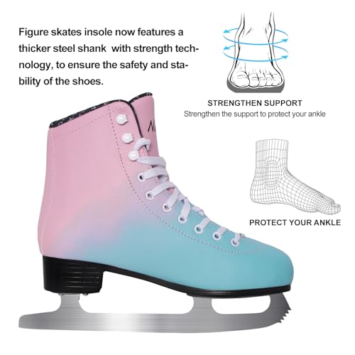 Nattork Blue&Pink Figure Skates Excellence Stainless Steel Blades Ice Figure Skating with Enhanced Support Strength Performance and Ultimate Comfort for Women and Men by Nattork - Image 3