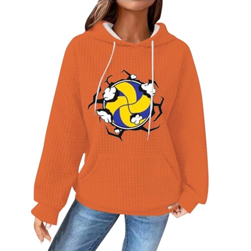 Sudaderas con Capucha para Mujer, Color sólido, Informal, otoño 2024, Sudadera con Capucha, Sudaderas básicas, Blusa Mujer, Ropa Chaqueta Vaquera Mujer Chaqueta Mujer Otoño (Orange, S)