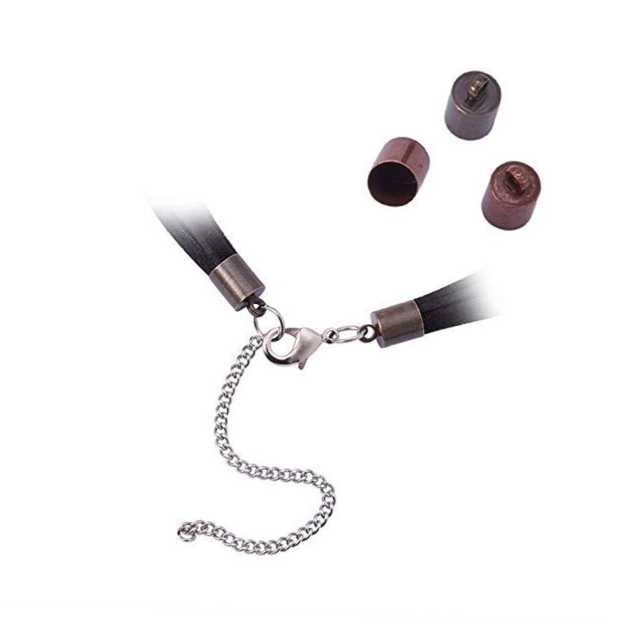 Lurrose 600pezzi Cappucci Ottone Per Corda Pelle Kit Di Accessori Per Creazione Gioielli e Nappa Per Collane e Bracciali Fai Da Te