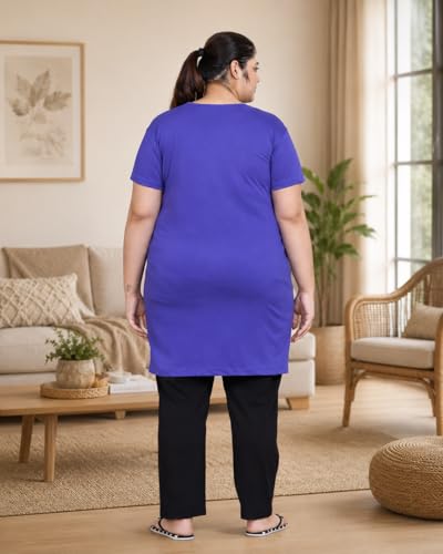 Image of In Love Women's Printed Cotton Plus Size Longline T-Shirt with Pockets | Cotton fabric - soft longline T-shirt with easy plus-size fit
