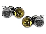 DEPO EURO LHD SMILEY PROJECTOR HEADLIGHT SET - OUTER YELLOW/INNER CLEAR LENS Compatible and Fits for 1984-1991 BMW E30 3 SERIES