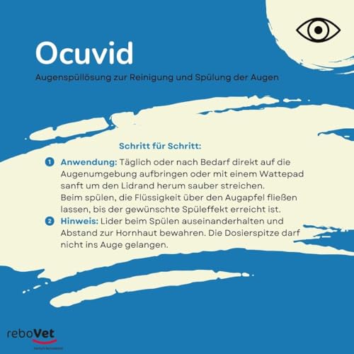 Ocuvid Augenspüllösung für Tiere: Sanfte Reinigung für Augen & Nase, Ideal für Augenuntersuchungen & Entfernung von Rückständen, Verträgliche Inhaltsstoffe 100 ml