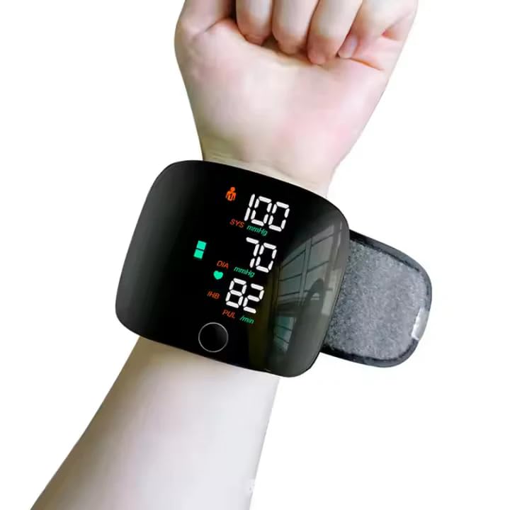 Esfigmomanómetro automático, monitor digital de presión arterial de muñeca, fácil de usar en casa, fácil de llevar, máquina de presión arterial de muñeca con recargable por USB
