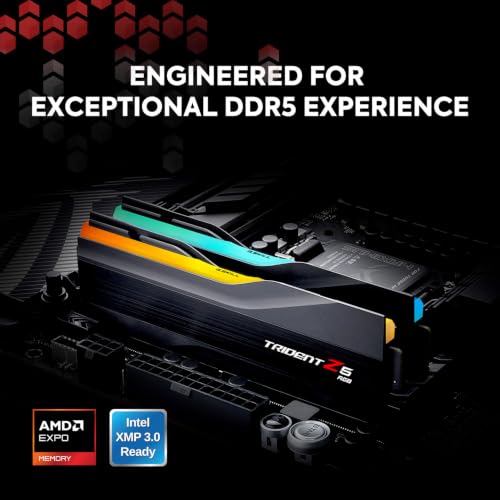 Image of G.SKILL Trident Z5 RGB Series DDR5 RAM (Intel XMP 3.0 & AMD Expo) 32GB (2x16GB) 6000MT /s CL36-36-36-96 1.35V Desktop Computer Memory U-DIMM - Matte Black (F5-6000J3636F16GA2-TZ5RK)