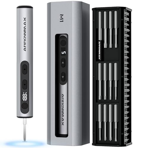 AM ARROWMAX Mini Electric Screwdriver & Drilling Adapter, 600RPM Precision Screwdriver | Mini Electric Drill 2 in 1 Tool Set, 70 Bit, 5 Torque Settings, Power Screwdriver for Phones Watch La