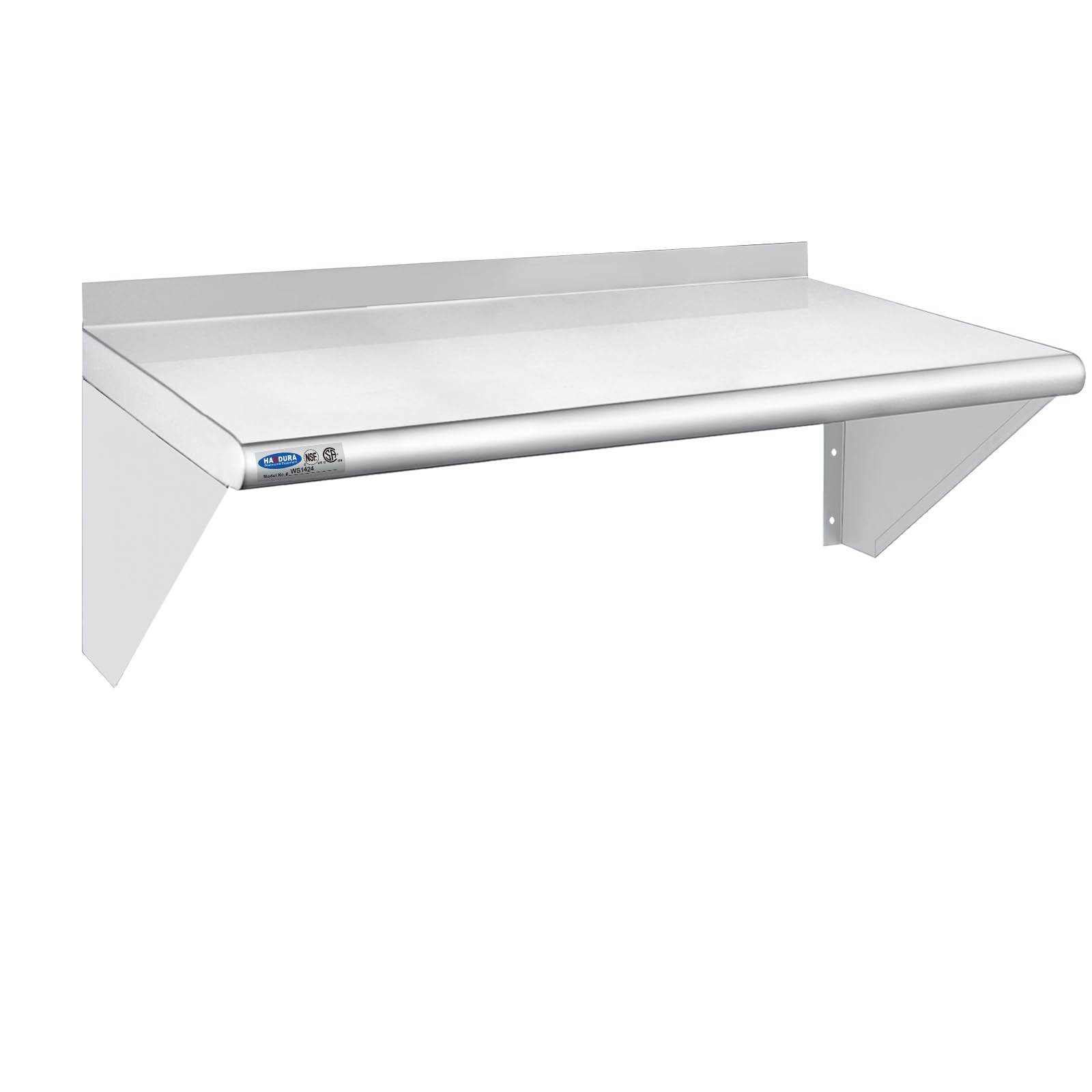 HARDURA Stainless Steel Shelf 14" x 24", 240lb Commercial Shelves Wall Mount Metal Shelving with Backsplash and Brackets for Kitchen, Restaurant, Laundry Room and Home