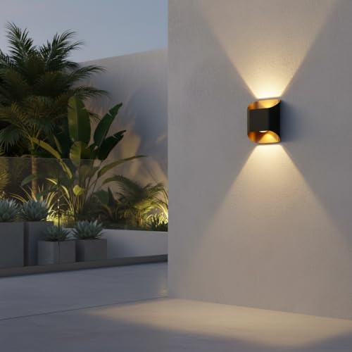 Image of Waterproof Up Down Led Wall Lamp, Aluminium IP65 Body 1+1 Ray, Warm White, Indoor /Outdoor Decorative Wall Sconce Light (NOVA)