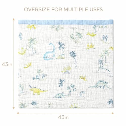 Image of 100% Cotton 6-Layer Muslin Baby Blanket | Super Soft, Breathable & All Seasons Multipurpose Blanket for Babies (Dino)