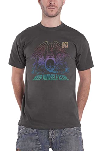 Queen T Shirt Keep Yourself Alive Nouveau Band Logo Officiel Unisex Charcoal Size M
