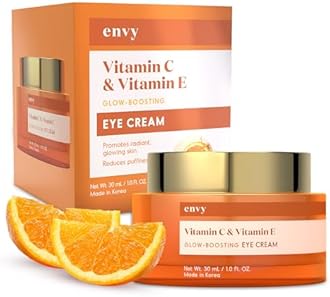 Envy Vitamin C & Vitamin E Under Eye Cream – Visibly Improves Dark Circles & Puffiness – Anti-Aging, Dermatologist Tested, Cruelty-Free Korean Skincare for All Skin Types – 1.01 oz
