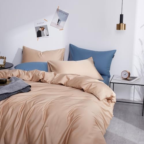 Couette de coton ensemble de lit 4 pièces microfibre lavée literie douce unie
