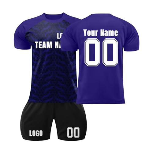 Camiseta Fútbol Personalizadas Nombre y Número para Hombres y Niño, equipación Fútbol DIY con Conjunto Top Pantalón Corto y Calcetines Regalo de Fútbol