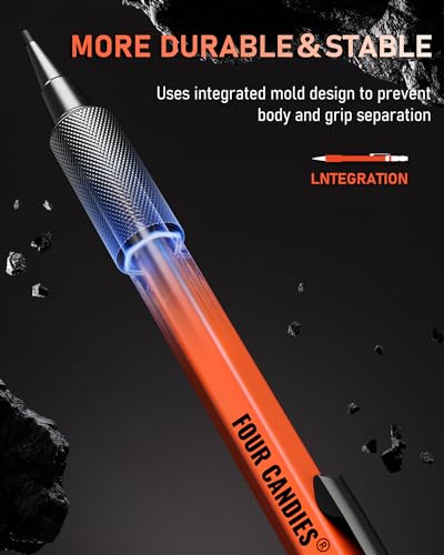 Four Candies 3PCS 1.3mm Mechanical Pencil Set with Case, Metal Heavy Duty Carpenter Pencils with 72 Refill(Red,Black,Yellow) 3Eraser, 16Eraser Refill, Weatherproof Body Outdoor Woodworking Marking