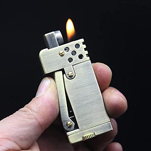 Briquet à gouttière Vintage Briquet kérosène Coupe - Vent réutilisable Briquet à Flamme Classique Antique pour Collection (Bronze)