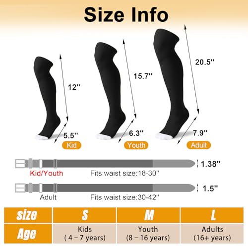 Image of XZQTIVE Baseball Socks and Belt Combo,Over the Knee Softball Socks and Belt,Knee High Football Socks for Kids Youth Adults
