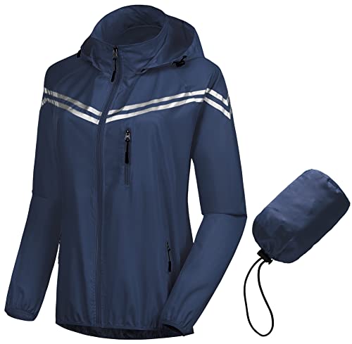 Image of CREATMO US Women's Sun Jackets Lightweight Packable Shirts UPF 50+ Hoodie Reflective Cycling Jacket With Detachable Hood