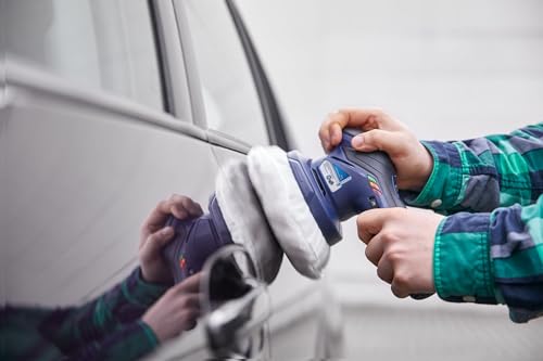 cartrend Polierhauben-Set 180mm Zubehörset für Poliermaschinen mit 180 mm Polierteller, Polierpads aus 1x Webpelz 1x Frottee zum Auftragen und Auspolieren, zweiteiliges Set, waschbar, weiß