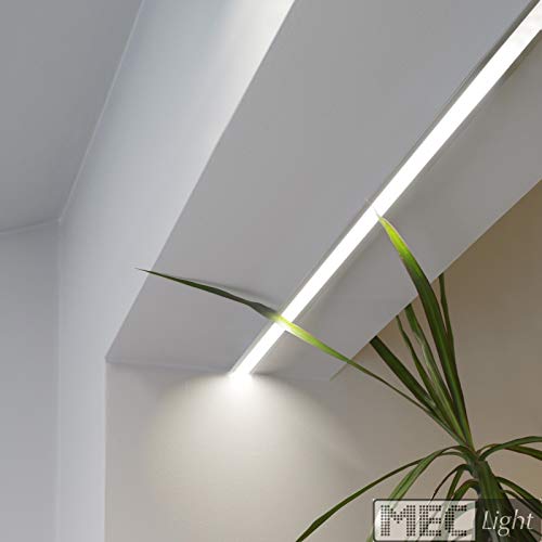 Perfil De Aluminio Plateado Para Tiras LED, 1 Metro De Largo, Con Difusor Opalino, Para Tiras De Hasta 13mm De Ancho
