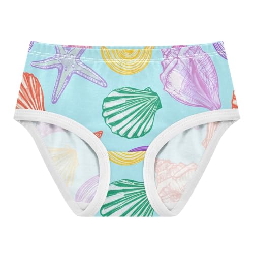 Cotton Toddler Underwear Floral Pastel Colored Sea Shells Blue Panties for Girl Fun Print Briefs Girls Undies 2t
