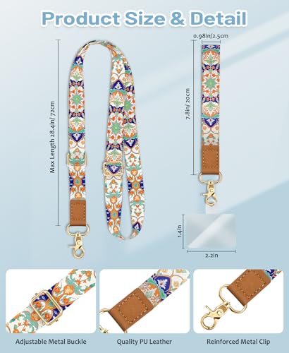 Image of Yonlevres Phone Lanyard Crossbody Strap Wrist Neck Adjustable Women Boho | Cell Phone Lanyard for Travel Cruise Daily, Hands-free, Fit Keys ID Badge, for Full-coverage Phone Case, Accessories, Gifts