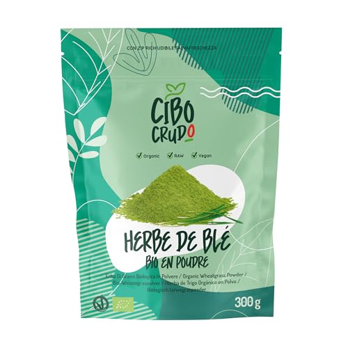 Herbe de Blé Bio en Poudre - 300g. Source de Chlorophylle Vitamine A C et E. Contient Antioxydants. Pour Jus et Smoothies. Action Purifiante. Wheatgrass Powder Organic.