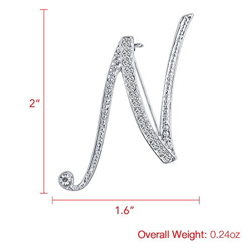 Image of Letter Brooch A-Z 26 Personalized Design Initial Letters Pins Clear Crystal Rhinestone Brooch pin