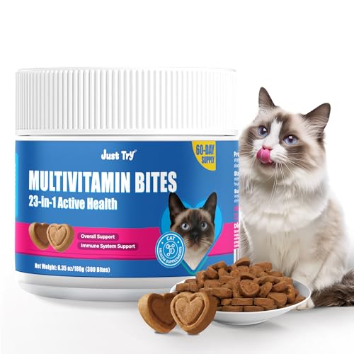 Just Try 300 Bites Cat Vitamins Bites, Multivitamin with Taurine,Daily