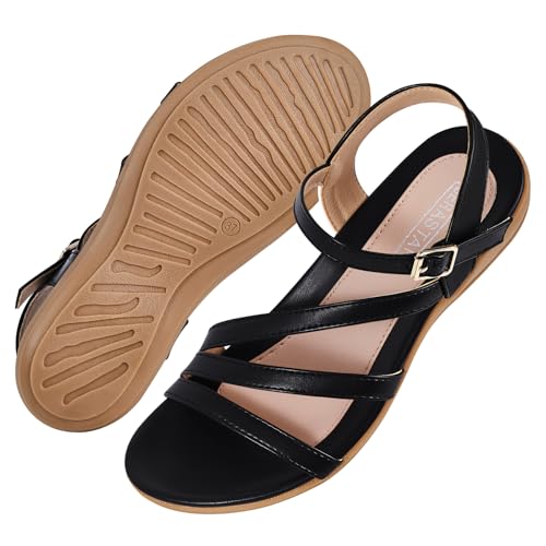 Image of Flat Sandals for Women Dressy - Comfortable Summer Strappy Sandal