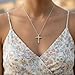 Jewelili Yellow Gold over Sterling Silver Cross Heart Pendant Necklace | 1/10 CTTW Natural White Round Diamonds | 18