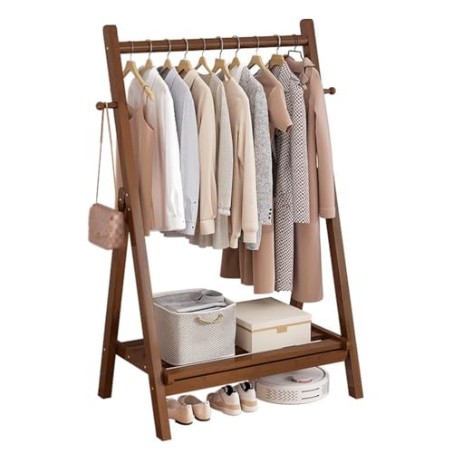Porte-manteau avec miroir en bambou pliable pour entrée