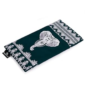 Yoga Studio Organic Aztec Elephant Eye Pillow – 23cm x 12/13cm, Organic Lavender & Linseed Scented Yoga Pillow for Tired Eyes, and Headaches