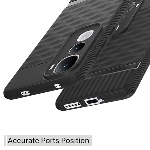 Image of Pikkme Back Cover for Vivo Y400 5G Camera Protection 3D Hexa Cube Design Silicone Protective Bumper Case (Black)